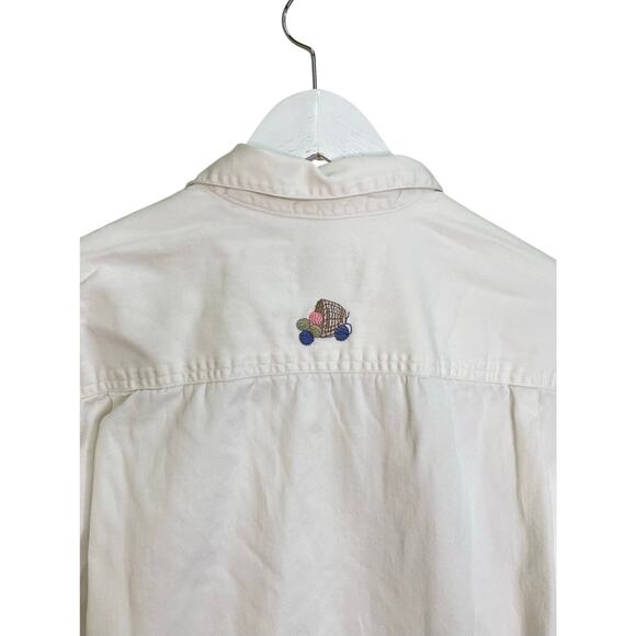 Vintage Northern Treasures 90s Size XS Embroidered Cats & Yarn Button Down Shirt - Picture 3 of 7